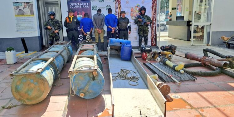 En el Tolima, fueron capturados tres sujetos por minería ilegal.